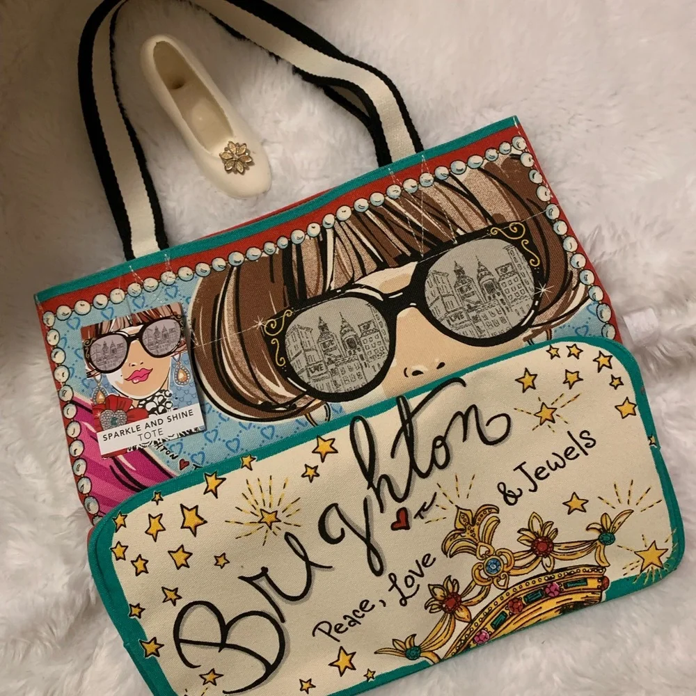 BRIGHTON bright and colorful “Sparkle and Shine” oversized Tote bag NWT - Picture 2 of 13